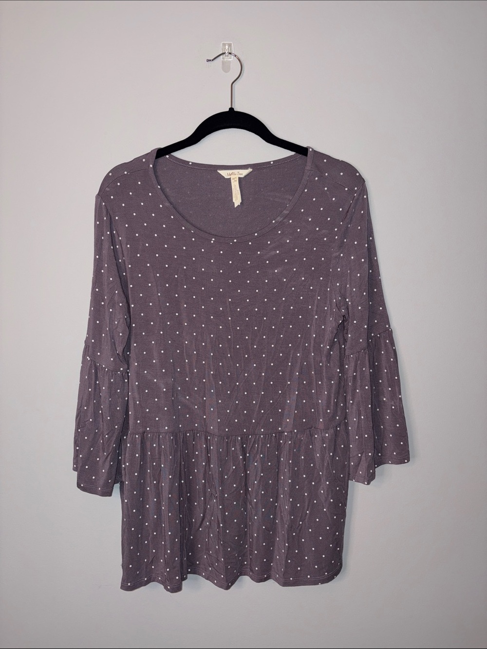 Matilda Jane Purple Polka Dot Bell Sleeve Blouse L